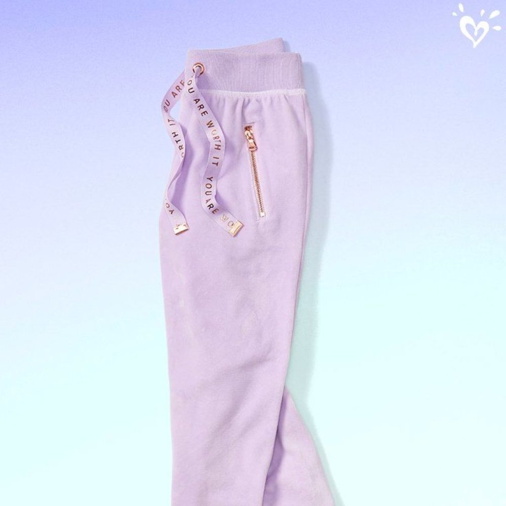 JUSTICE Girls Active Plush Velour Jogger Pants Purple